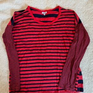 Splendid Red and Navy Striped Long Sleeve Tee